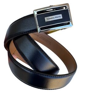 Valentino Morris Mens Black Leather Ratchet Belt Millennium-2000 Top Grain Italy